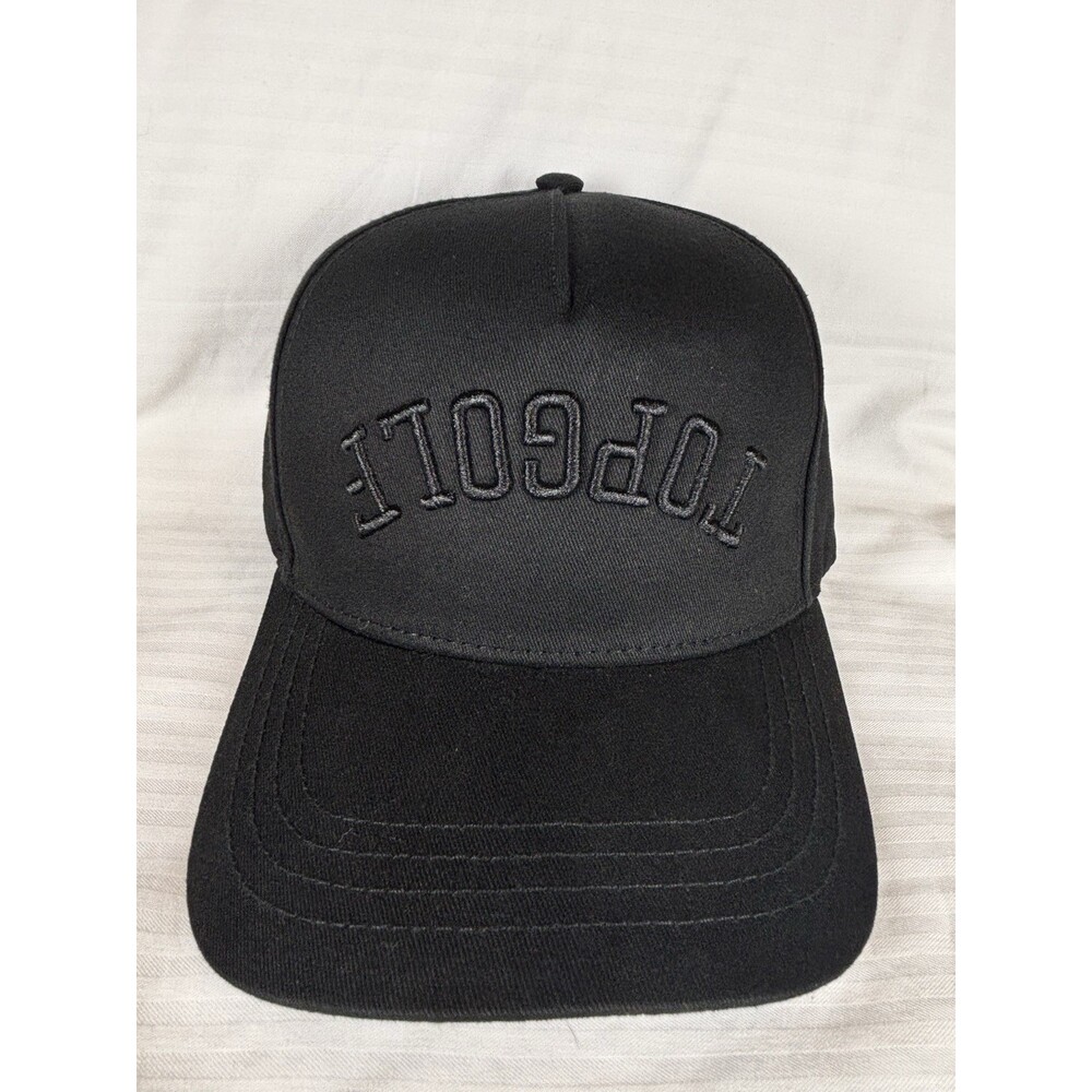 Top Golf Black Stitched Logo Cap Hat SnapBack Adjustable